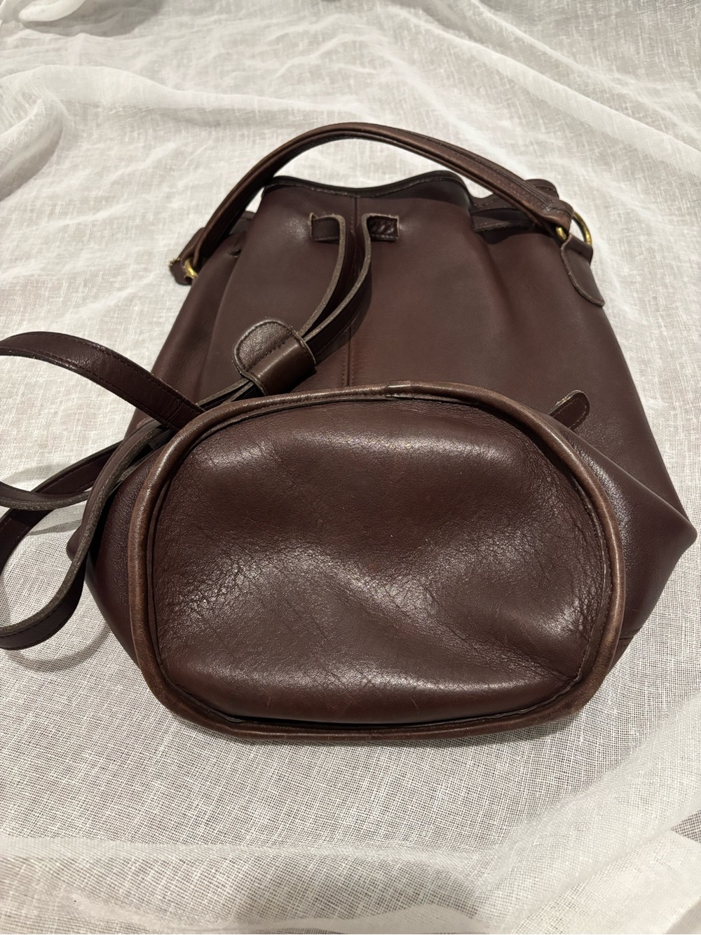 Vintage COACH Brown Leather Sling Handle Daypack Backpack 9992 - Picture 4 of 10